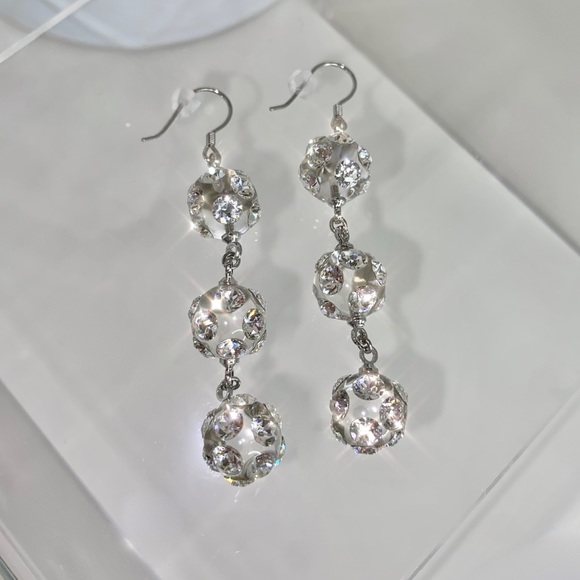 Dangle Ball Drop Crystal Earrings For Women, Acrylic, Bridal Jewelry, Earrings - Picture 4 of 9